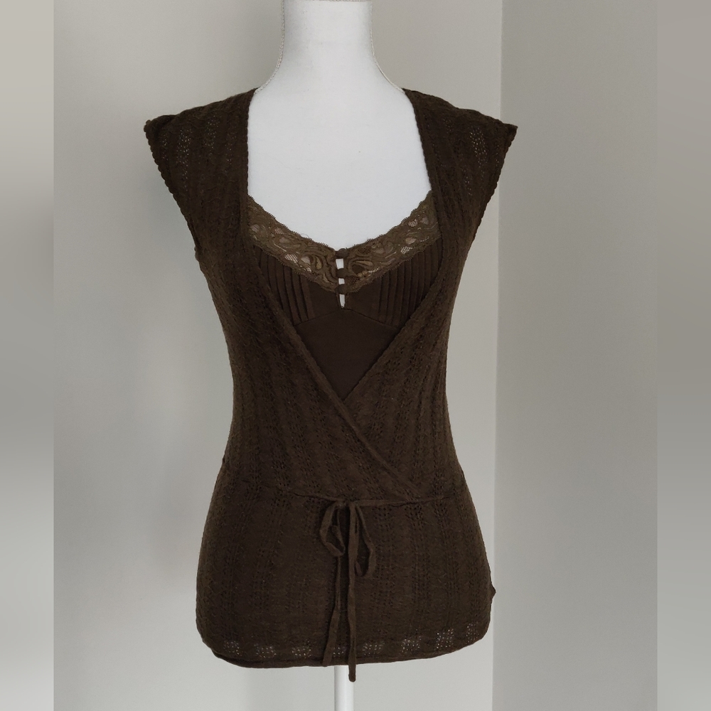 Two Piece Camisole & Matching Knit Top XS, Army Green